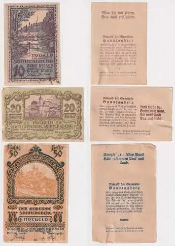 10,20 und 50 Heller Banknoten Notgeld Gemeinde Sonntagberg 1920 (169150)