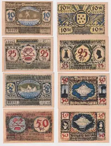 4 Banknoten Notgeld Gemeinde Volkstedt 10, 25 & 2 x 50 Pfennig 1.9.1921 (168421)