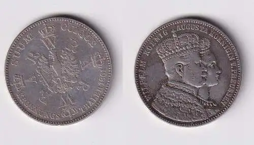 schöne Silber Münze 1 Krönungstaler Preussen 1861 ss+ (149406)