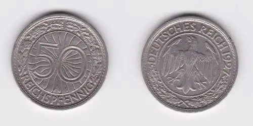 50 Pfennig Nickel Münze Weimarer Republik 1927 A ss+ (161483)