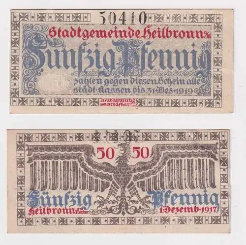 50 Pfennig Banknote Notgeld Stadtgemeinde Heilbronn 1919 (168457)