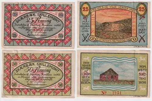 25 und 50 Pfennig Banknoten Notgeld Skærbæk (deutsch Scherrebek) 1920  (169195)