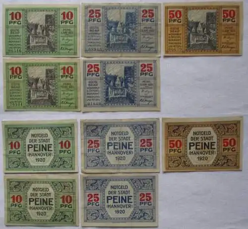 5 Banknoten Notgeld Stadt Peine (Hannover) 1920 (168756)