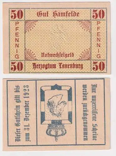 50 Pfennig Banknote Notgeld Gut Hamfelde Herzogtum Lauenburg (169190)