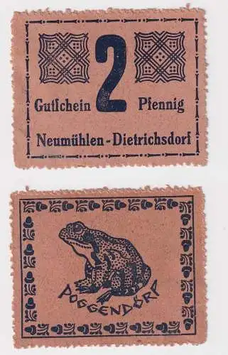 2 Pfennig Banknote Notgeld Neumühlen Dietrichsdorf 1921 (168541)