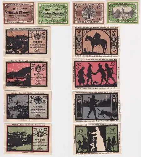 6 Banknoten Notgeld Stadt Berga (Elster) 1920/1921 (168542)