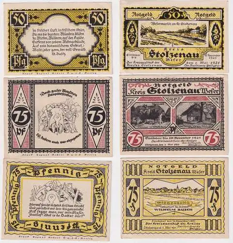 3 Banknoten Notgeld Stadt Stolzenau an der Weser 1921 (168438)