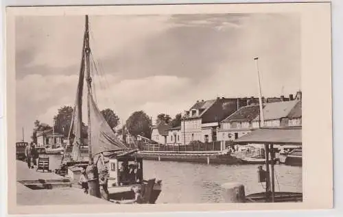 15598 AK Greifswald - Am Ryck, Hafenpartie mit Schiffen 1956
