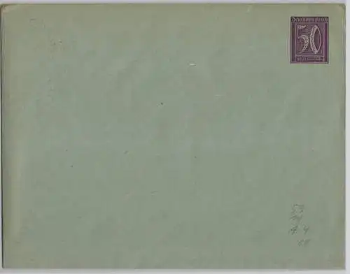 07435 DR Ganzsachen Umschlag PU mit 50 Pfennig Marke 1921