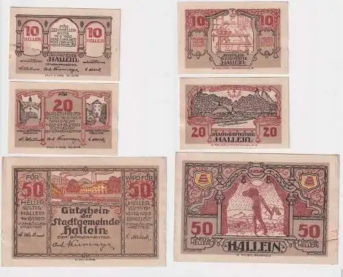 3 Banknoten Notgeld Stadtgemeinde Hallein 1920 (168883)