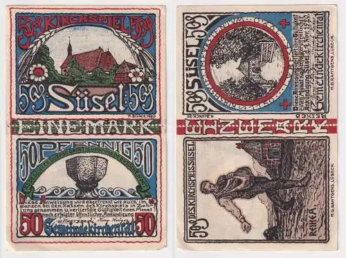2 x 50 Pfennig Banknoten Notgeld Kirchspiel Süsel 4.11.1920 (169112)