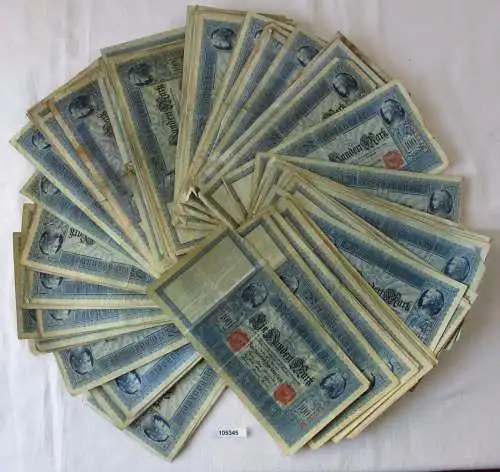 Sammlung mit 100 Banknoten 100 Mark "Flotten Hunderter" Siegel rot (105345)