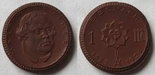 1 Mark Porzellan Münze Notgeld Eisenach Martin Luther 1521-1921 (161915)