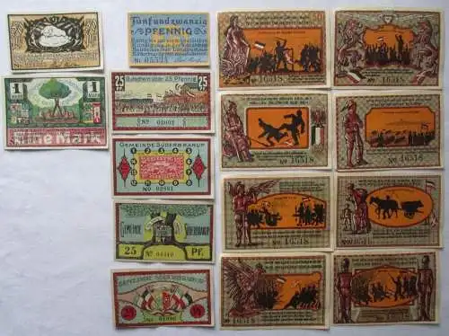 14 Banknoten Notgeld Holsteinische Landpost Süderbrarup 1920 (164963)