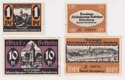 2 Banknoten Notgeld Heroldsberg vereinigte Klosettpapierfabriken  (168963)