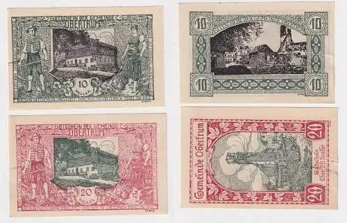 10 und 20 Heller Banknoten Notgeld Gemeinde Obertrum 1920 (168828)