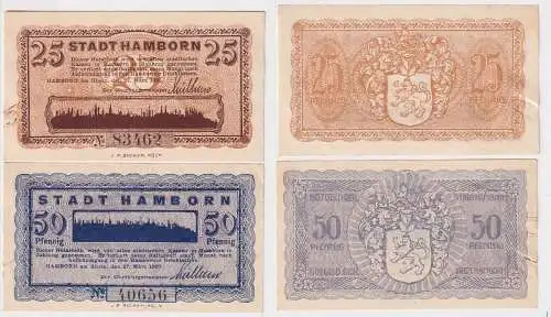 25 und 50 Pfennig Banknoten Notgeld Stadt Hamborn 1920 (168748)