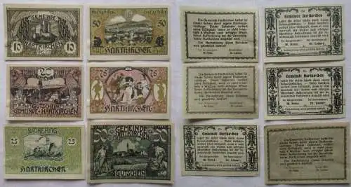 6 x Notgeld 10 bis 75 Heller Banknoten Gemeinde Hartkirchen 1920 (168700)