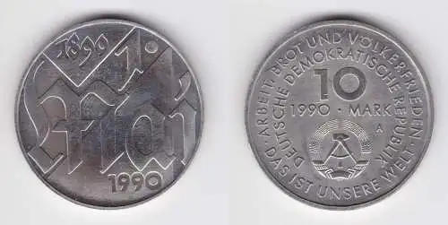 DDR Gedenk Münze 10 Mark 100.Jahre 1.Mai Feiertag 1990 (160937)