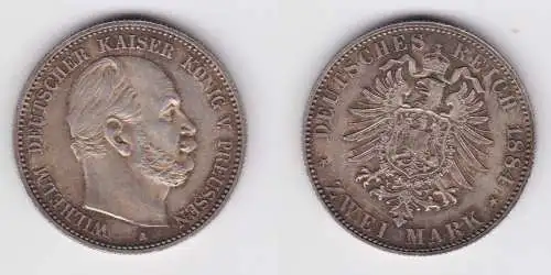 2 Mark Silbermünze Preussen Kaiser Wilhelm I. 1884 A Jäger 96  (161706)