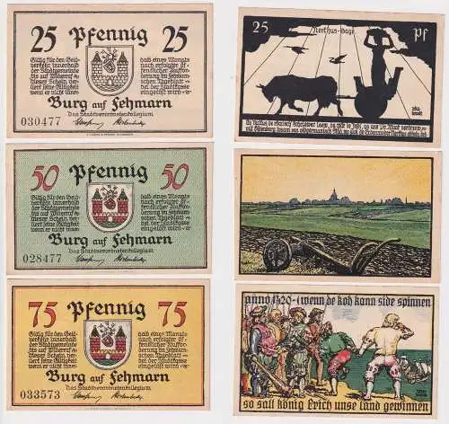 25,50 & 75 Pfennig Banknoten Notgeld Burg auf Fehmarn o.D.  (168557)