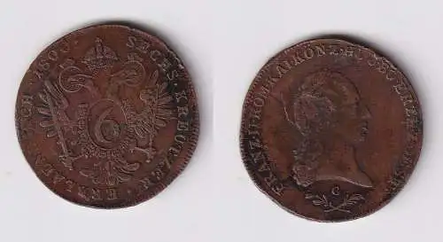 6 Kreuzer Kupfer Münze Österreich 1800 C f.vz (136418)