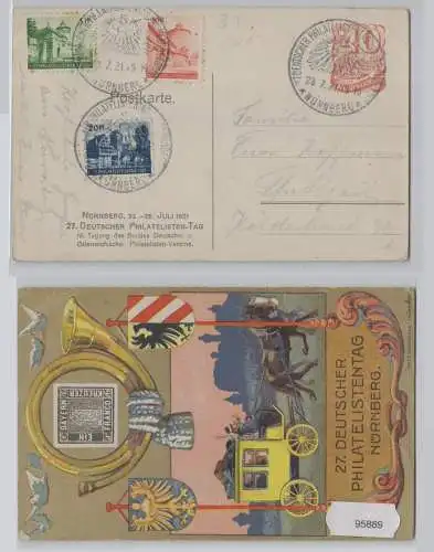 95889 DR Ganzsachen Postkarte PP51/C1/02 27.Dt. Philatelistentag Nürnberg 1921