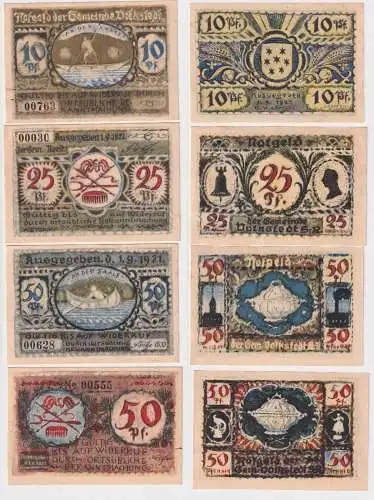 4 Banknoten Notgeld Gemeinde Volkstedt 10, 25 & 2 x 50 Pfennig 1.9.1921 (169114)