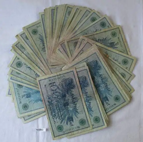 Sammlung mit 100 Banknoten 100 Mark 1908 Deutschland Rosenberg 34 (103843)