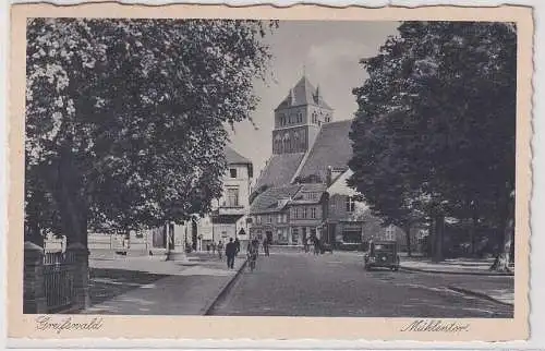 63598 AK Greifswald - Mühlentor, Straßenansicht mit Cigarrengeschäft 1942