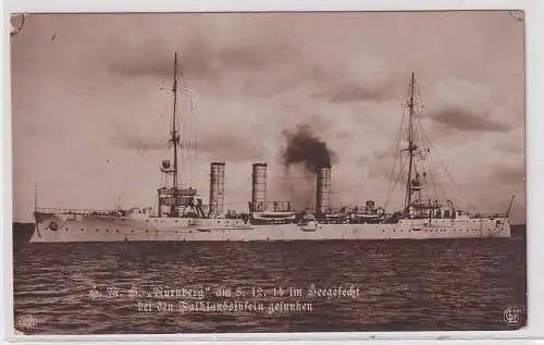 908275 Ak S.M.S. Nürnberg im Seegefecht bei den Falklandinseln gesunken 1914