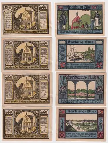 4 Banknoten Notgeld Kreissparkasse Harburg Elbe 1921 (166633)