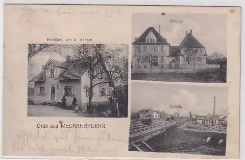 26785 Mehrbild Ak Gruß aus Meckenbeuren Handlung, Bahnhof, Schule 1910