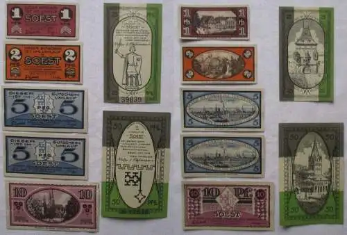 7 Banknoten Notgeld Städtische Sparkasse Gemeinde Soest 1919-1920 (168653)