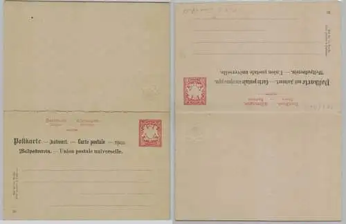 26970 GS Postkarte mit Antwort P24 II /04 x Bayern 10/10 Pfennig um 1884