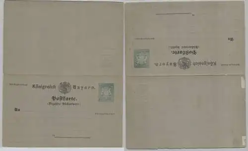 49270 GS Postkarte mit Antwort P5 Bayern 2/2 Pfennig um 1875