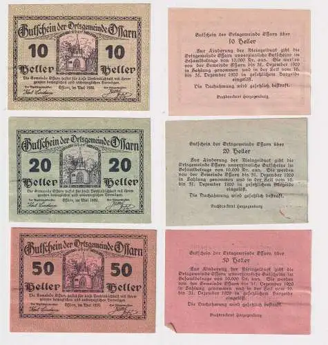 3 Banknoten Notgeld Ortsgemeinde Ossarn 1920 (168902)