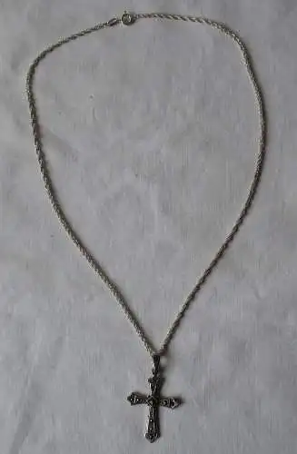 elegante Kette mit religiösem Anhänger Kruzifix 925er Silber um 1930 (111120)