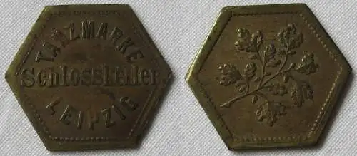 seltene Messing Tanzmarke Schloßkeller Leipzig um 1920 (161614)