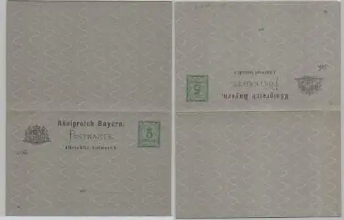 88405 GS Postkarte mit Antwort P40/01 Bayern 5 Pfennig um 1890