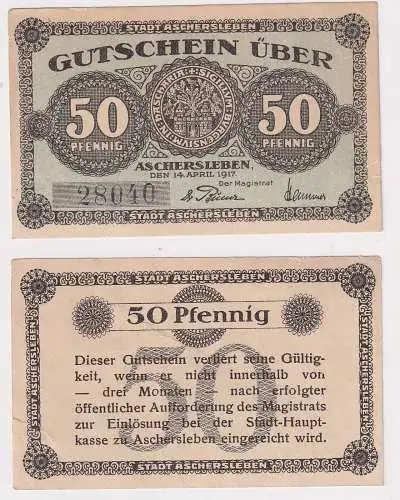 50 Pf Banknote Notgeld Stadt Aschersleben 1917 (168473)