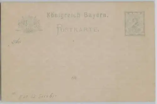 900757 Ganzsachen Postkarte P49/02 Königreich Bayern 2 Pfennig um 1901