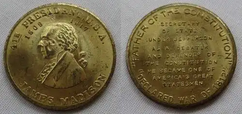 seltener Messing Token Medaille President James Madison (161874)