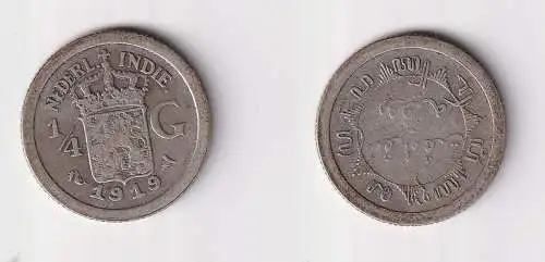 1/4 Gulden Silber Münze Niederländisch Indien 1919 ss (117277)