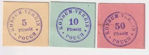 5-50 Pfennig Banknote Notgeld Konsum-Verein Pouch um 1920 (168824)