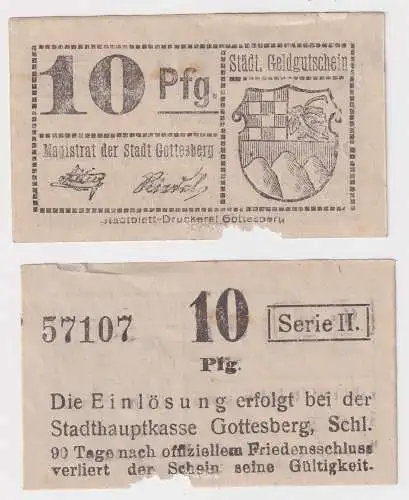 10 Pfennig Banknote Notgeld Stadt Gottesberg in Schlesien o.D. (168458)