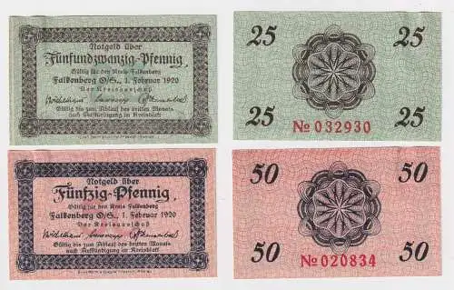 25 + 50 Pfennig Banknote Notgeld Kreis Falkenberg O.S. (Niemodlin) 1920 (169153)
