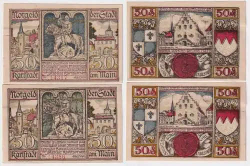 2 x 50 Pfennig Banknoten Notgeld der Stadt Karlstadt am Main 1920 (169143)
