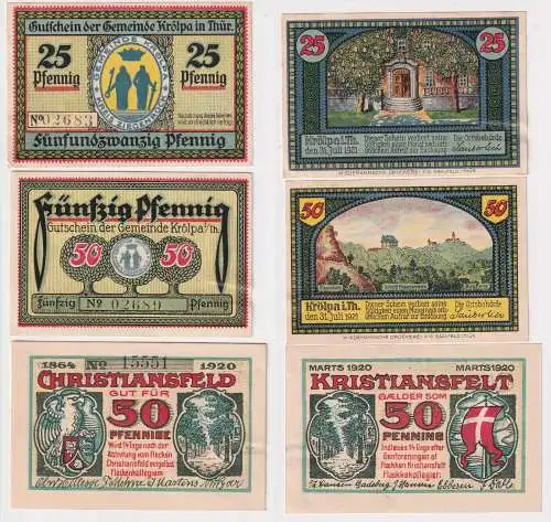 2 kassenfrische Banknoten Notgeld Gemeinde Krölpa 1921 (169147)