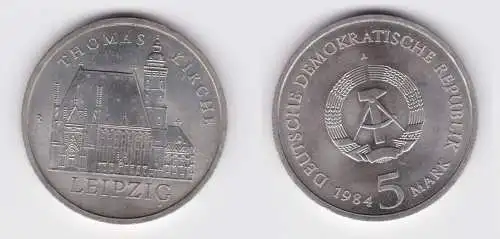 DDR Gedenk Münze 5 Mark Leipzig Thomaskirche 1984 (145126)